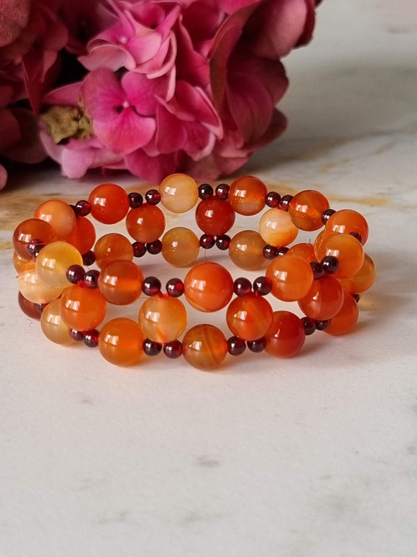 3-tier Red Carnelian Bracelet