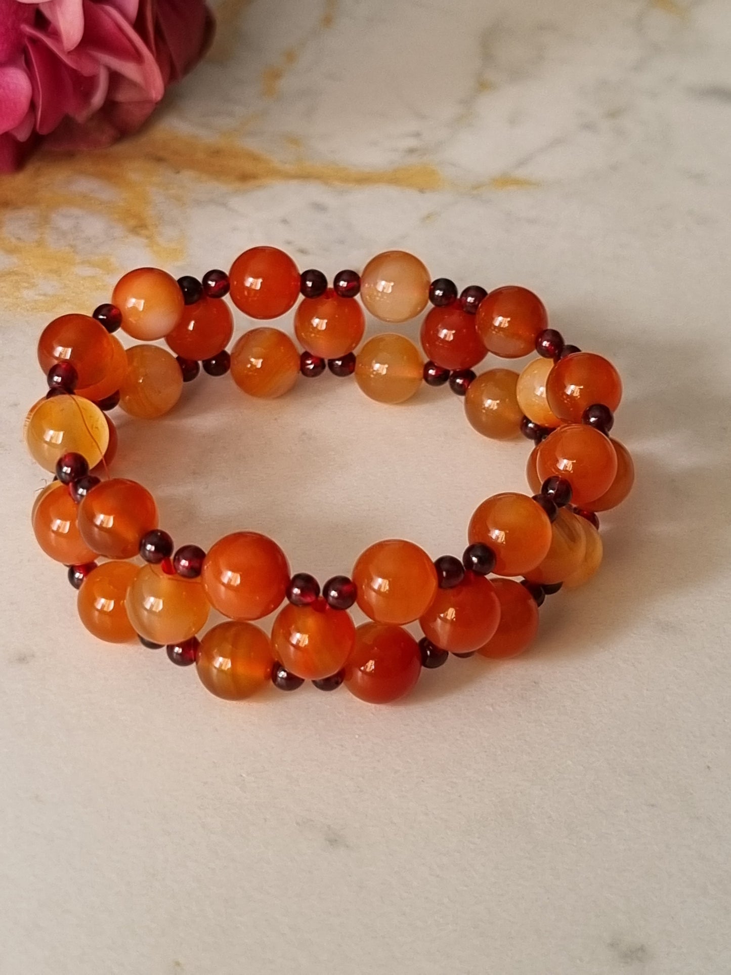 3-tier Red Carnelian Bracelet