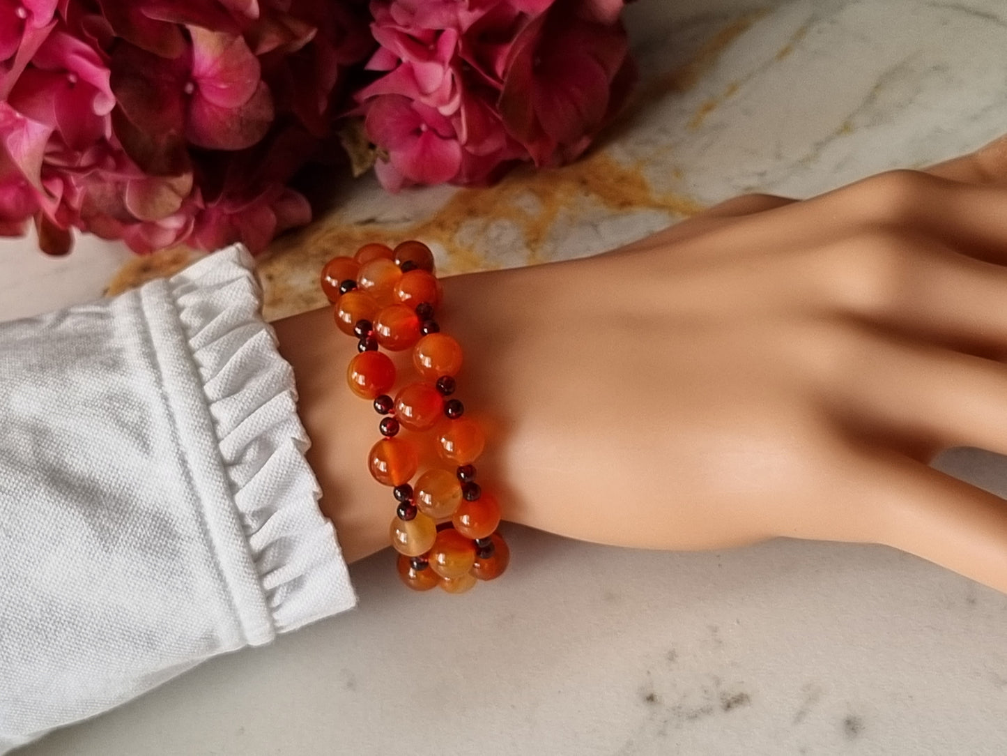 3-tier Red Carnelian Bracelet