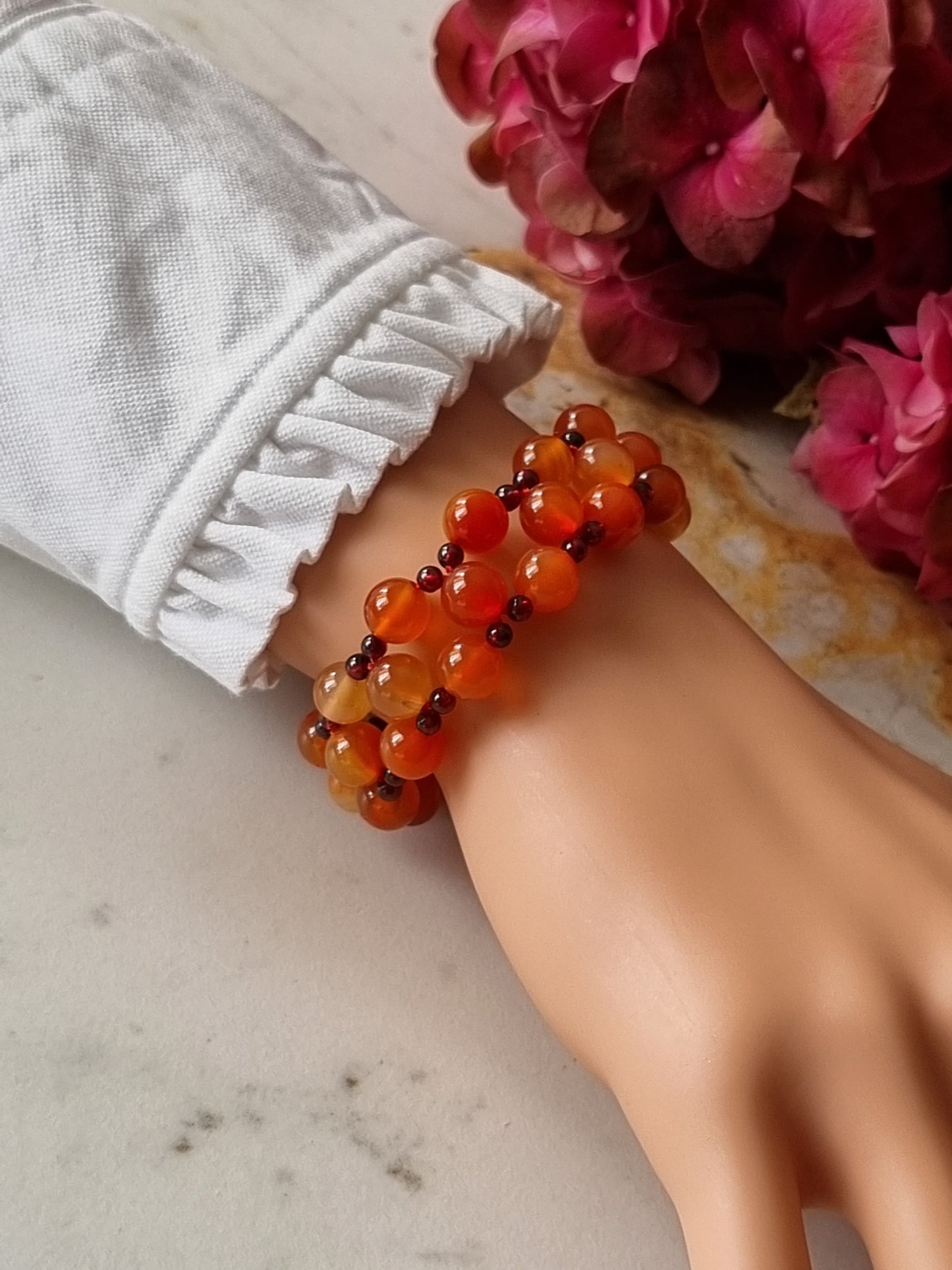 3-tier Red Carnelian Bracelet