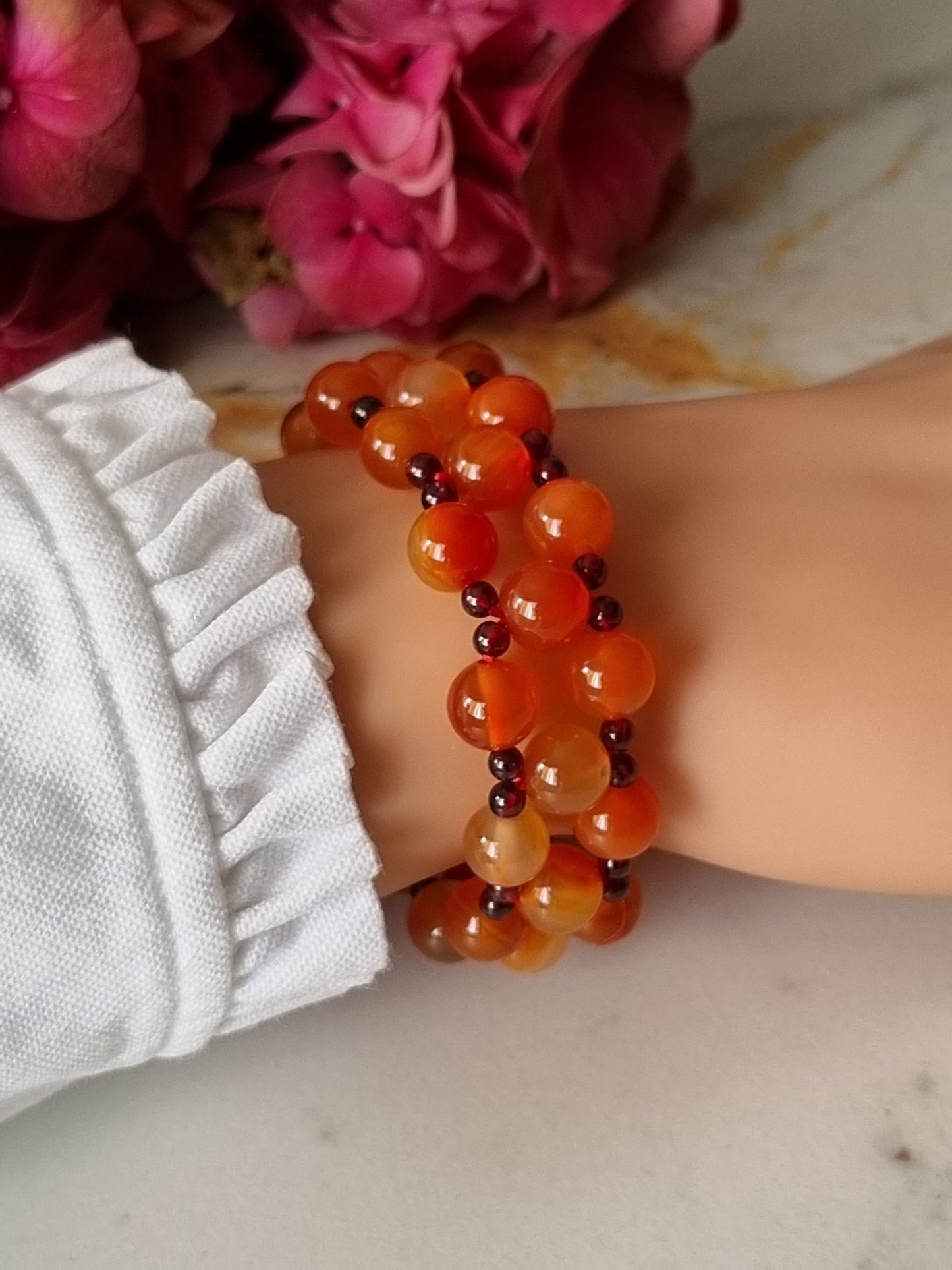 3-tier Red Carnelian Bracelet