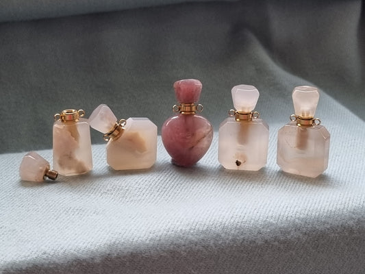 Cherry Blossom Agate Miniature Perfume Bottle (Flower Agate)