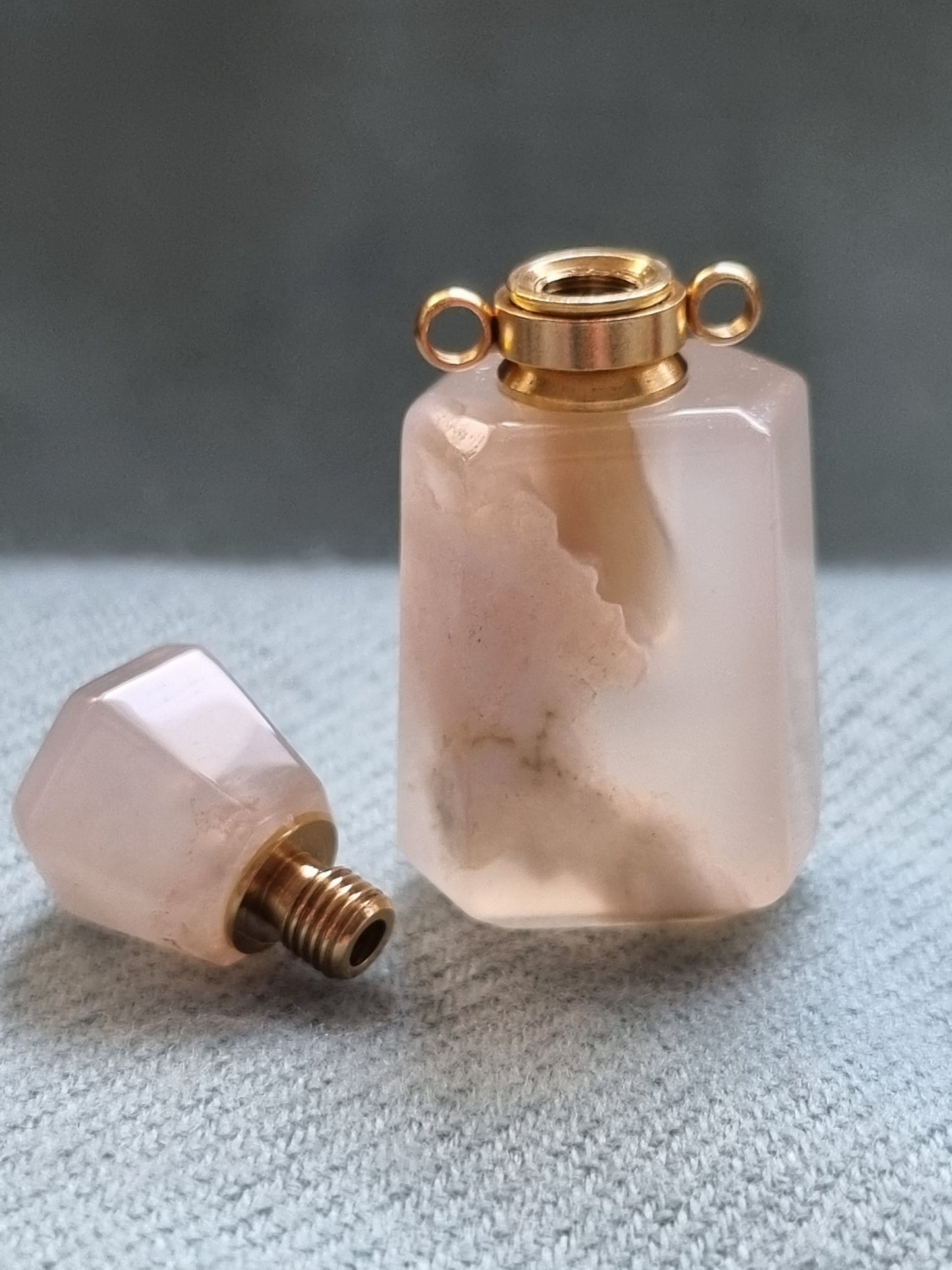 Cherry Blossom Agate Miniature Perfume Bottle (Flower Agate)