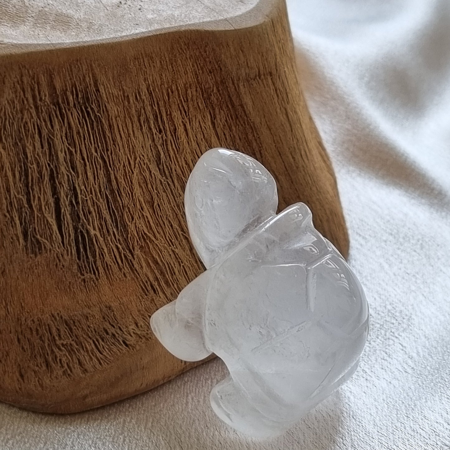 Clear Quartz Tortoise Figurine Display