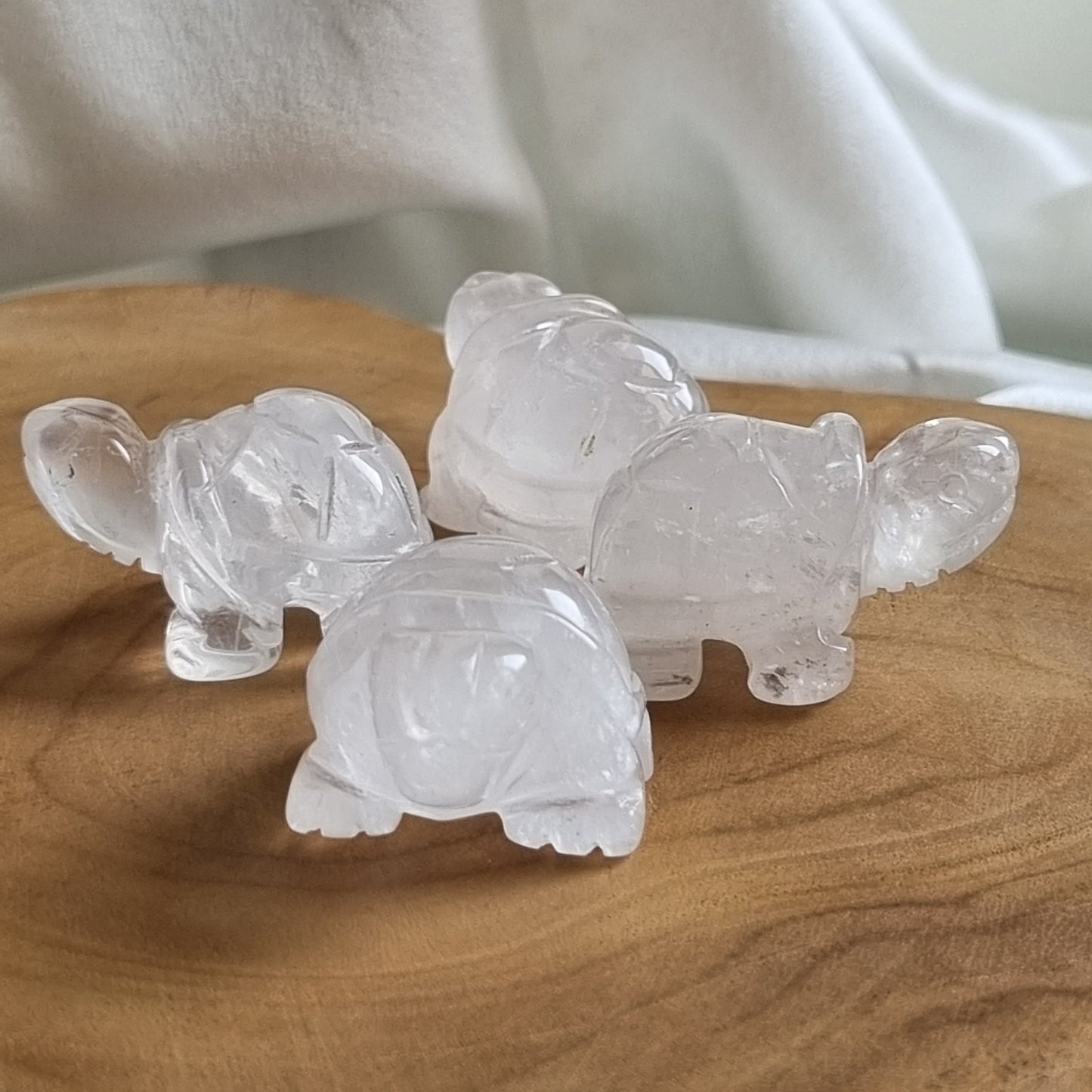 Clear Quartz Tortoise Figurine Display
