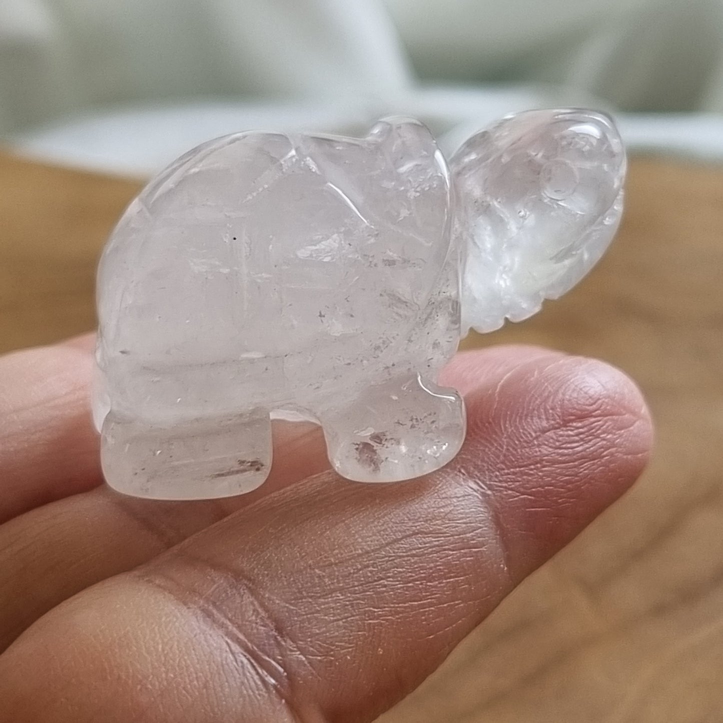 Clear Quartz Tortoise Figurine Display