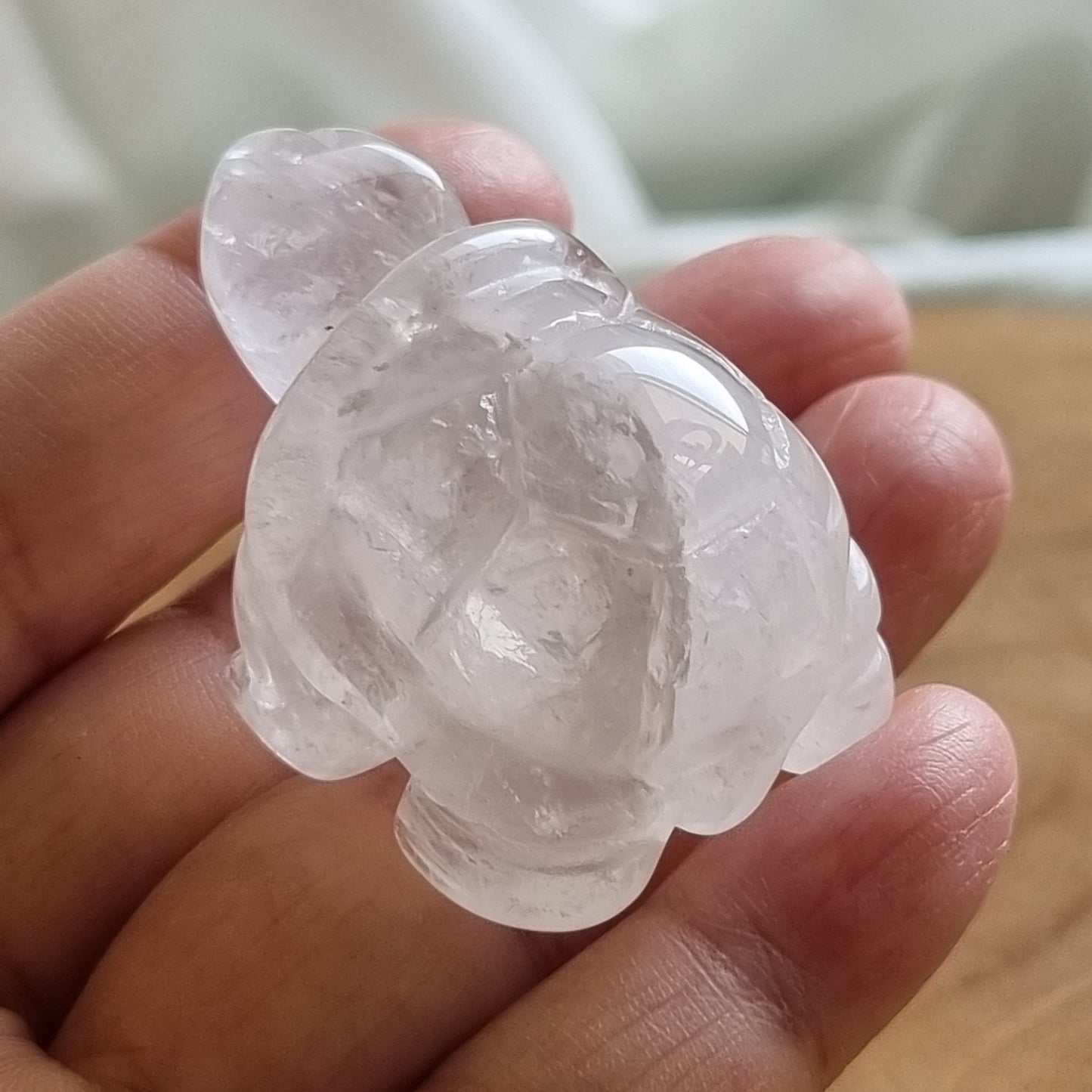 Clear Quartz Tortoise Figurine Display