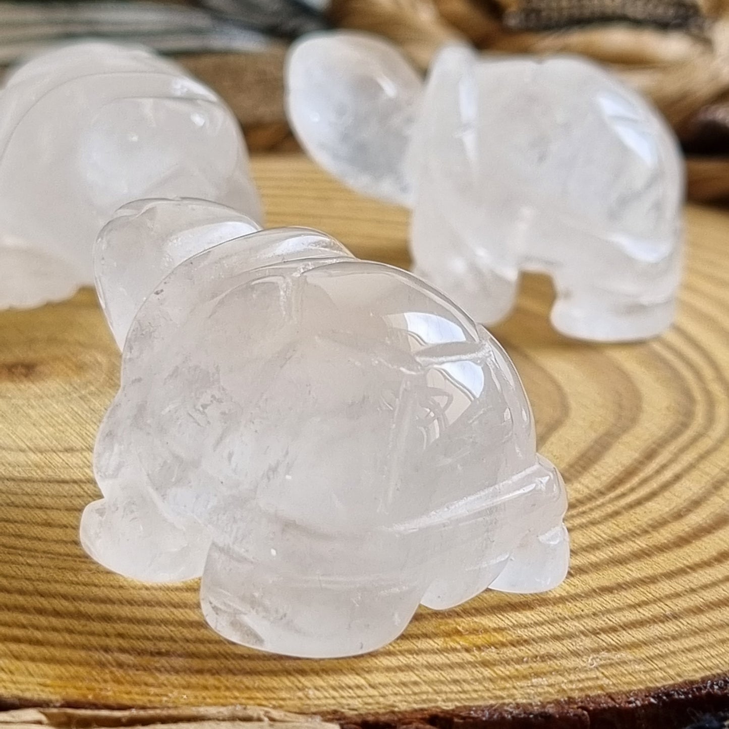Clear Quartz Tortoise Figurine Display