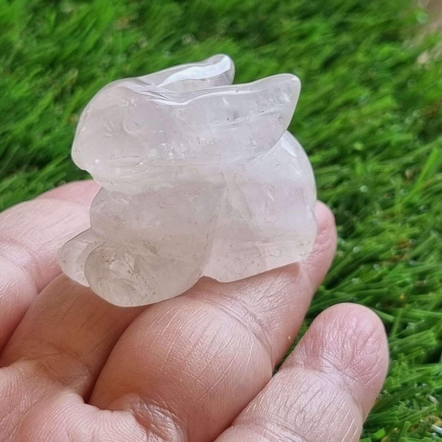 Clear Quartz Rabbit Figurine Display