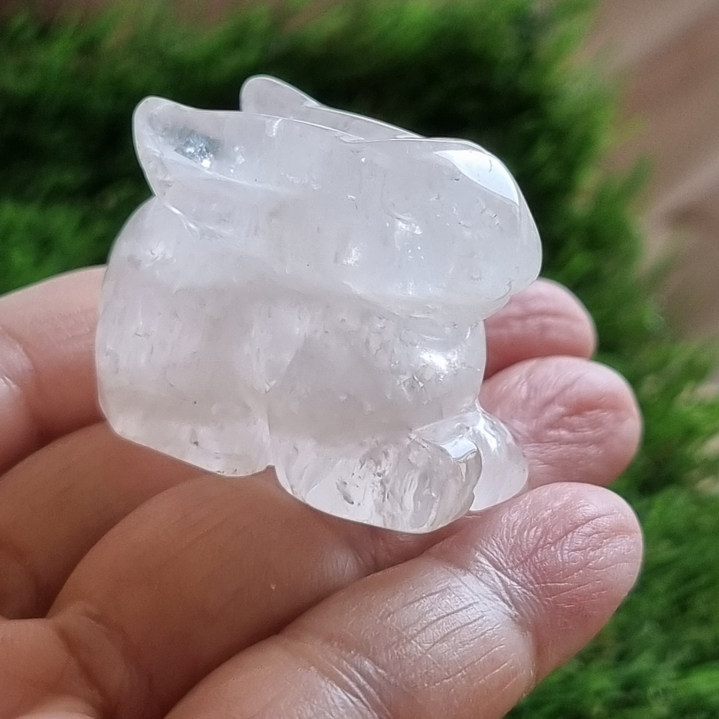 Clear Quartz Rabbit Figurine Display
