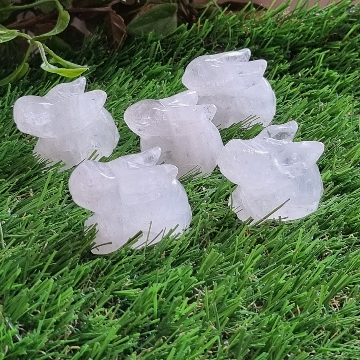 Clear Quartz Rabbit Figurine Display
