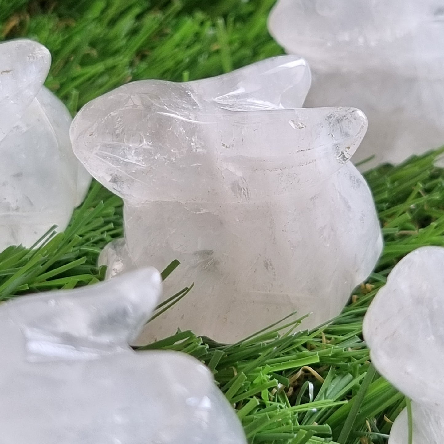 Clear Quartz Rabbit Figurine Display
