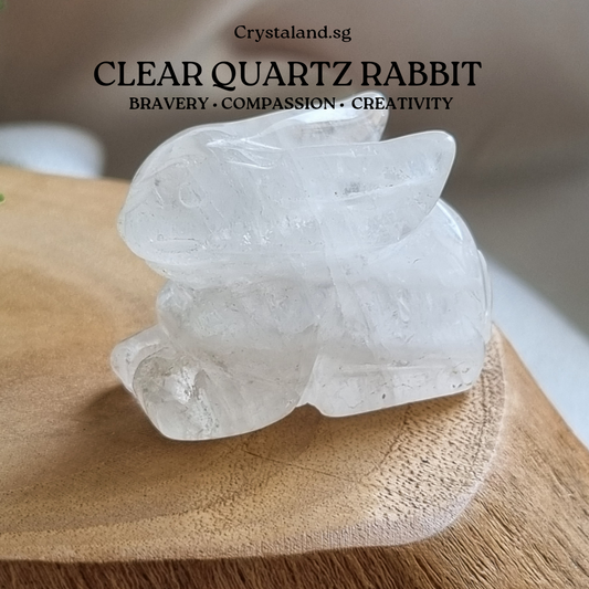 Clear Quartz Rabbit Figurine Display