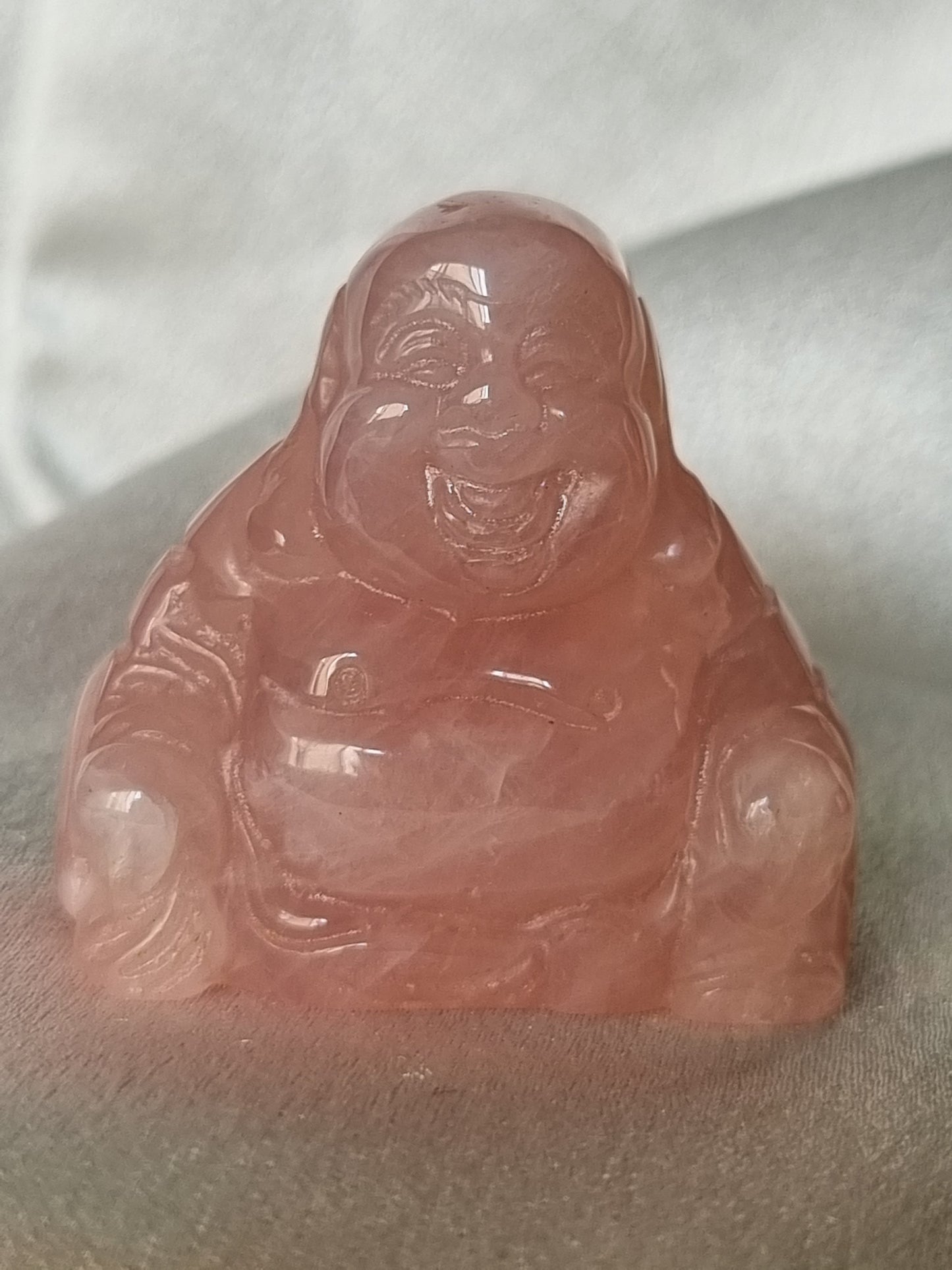 Rose Quartz Laughing Buddha