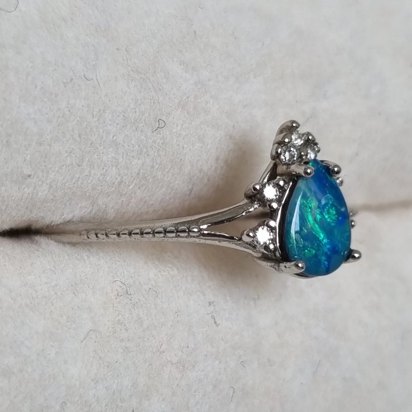 Aussie Blue Doublet Opal Ring