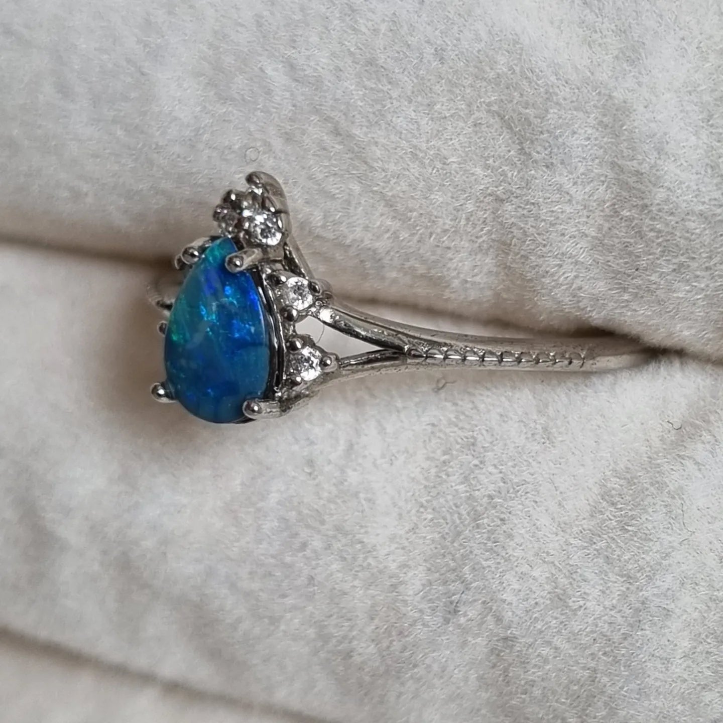 Aussie Blue Doublet Opal Ring