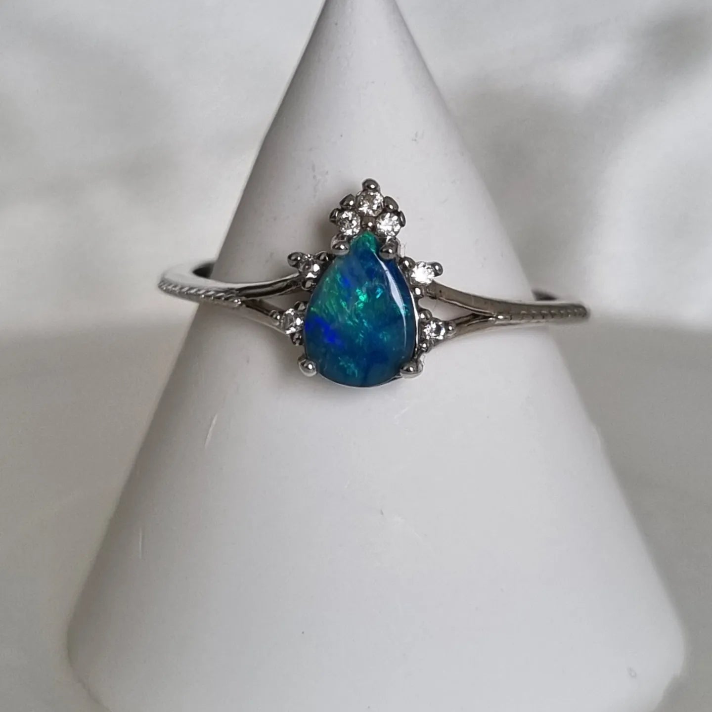 Aussie Blue Doublet Opal Ring