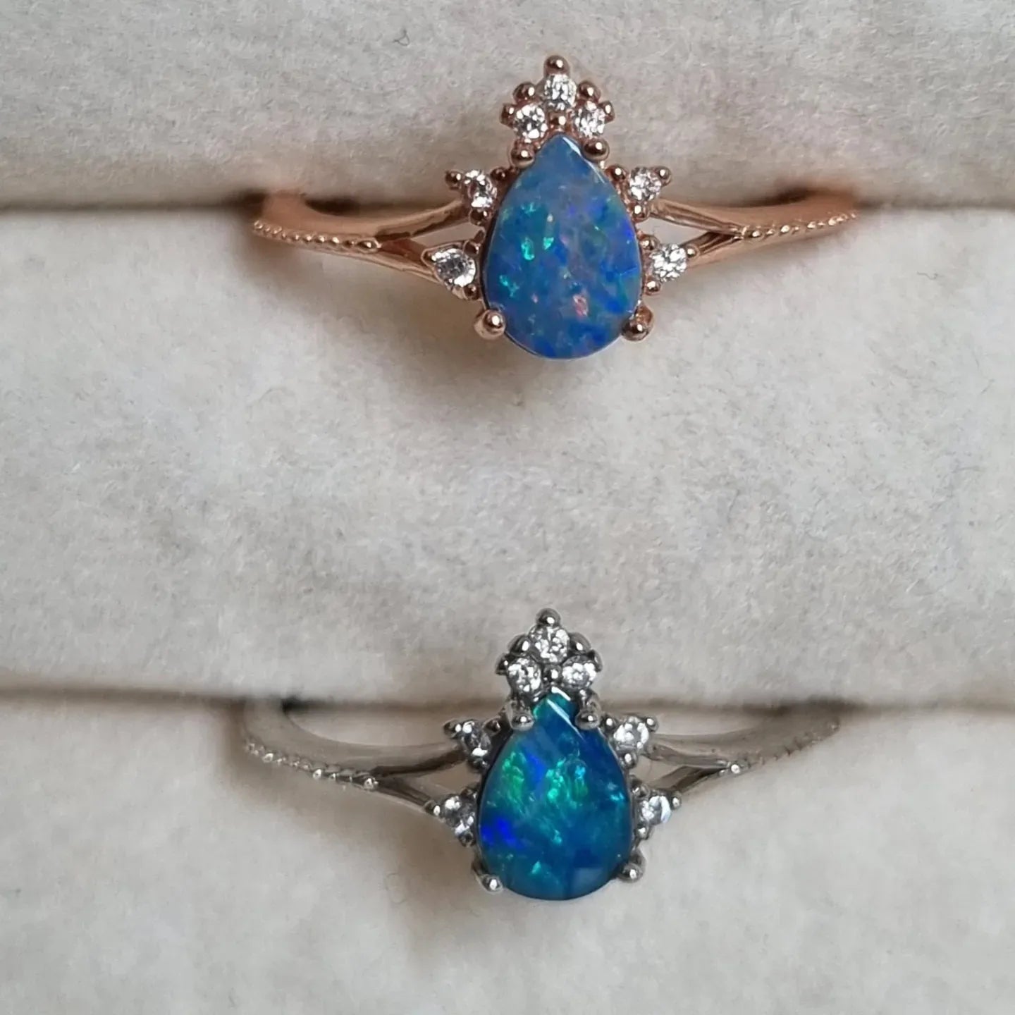 Aussie Blue Doublet Opal Ring