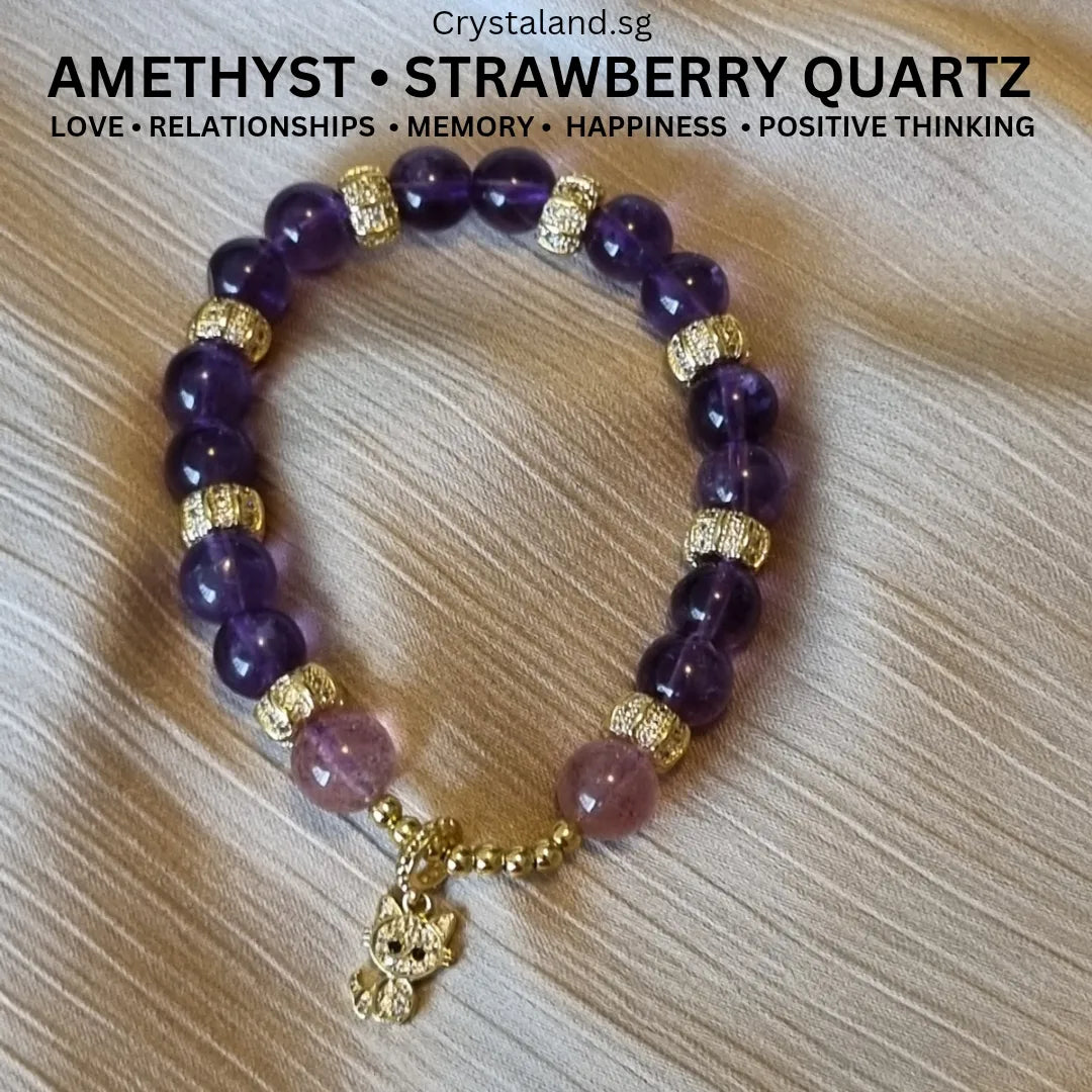 Amethyst & Strawberry Quartz Bracelet