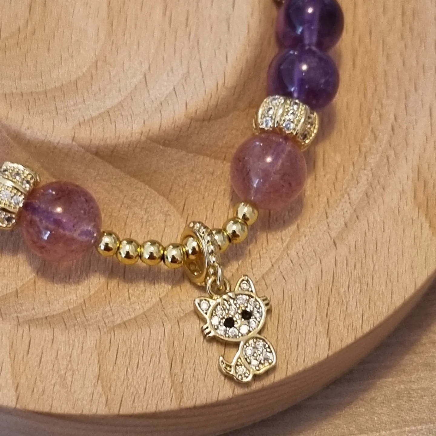 Amethyst & Strawberry Quartz Bracelet
