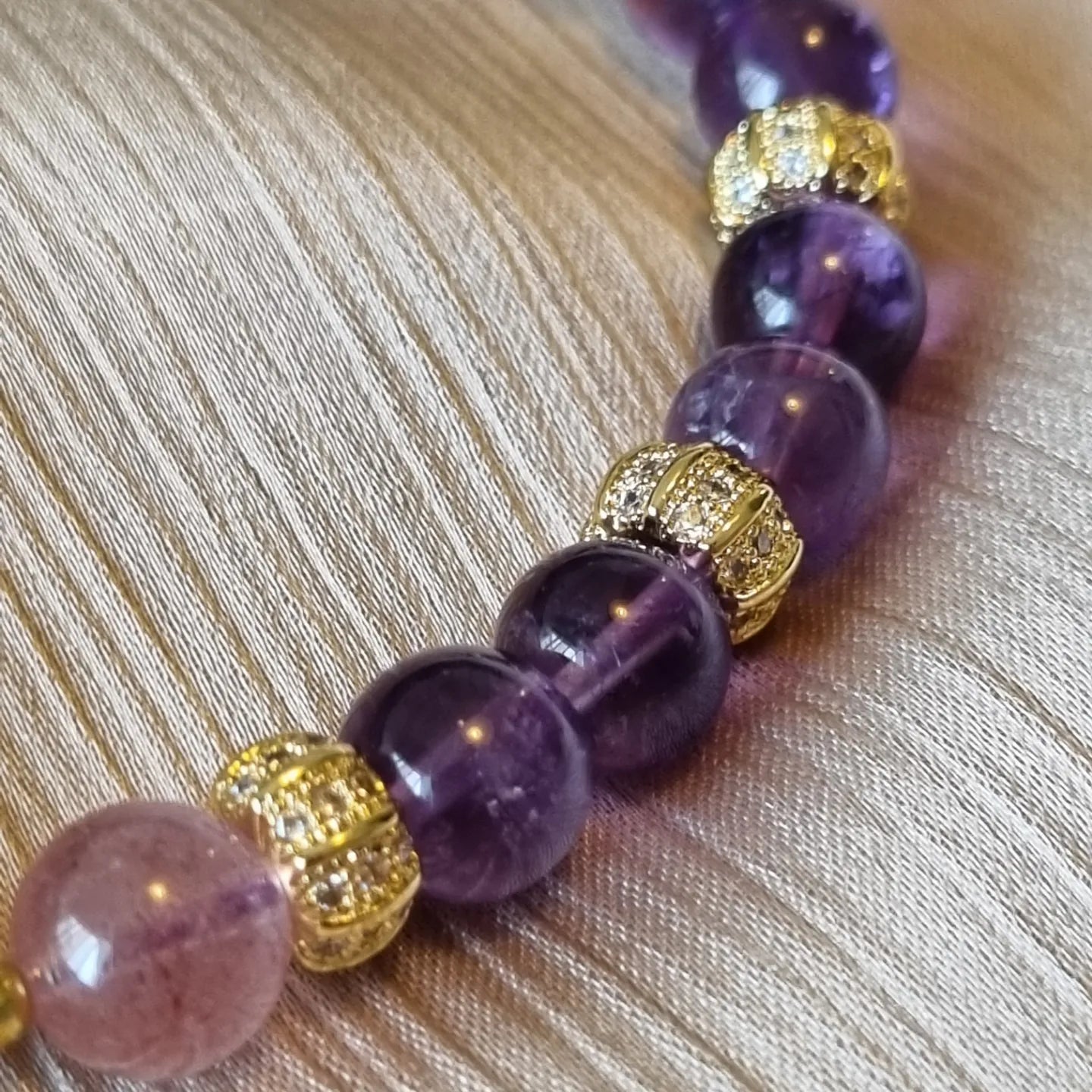 Amethyst & Strawberry Quartz Bracelet
