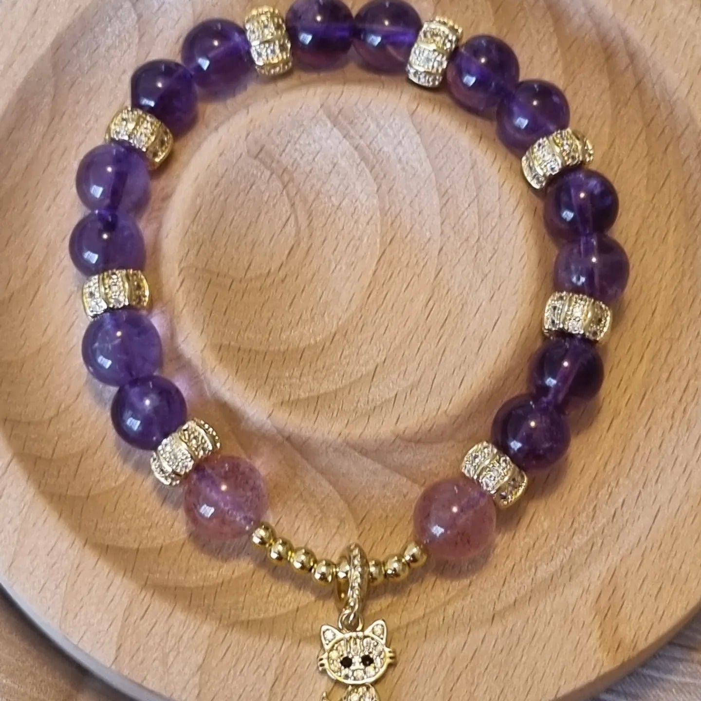Amethyst & Strawberry Quartz Bracelet