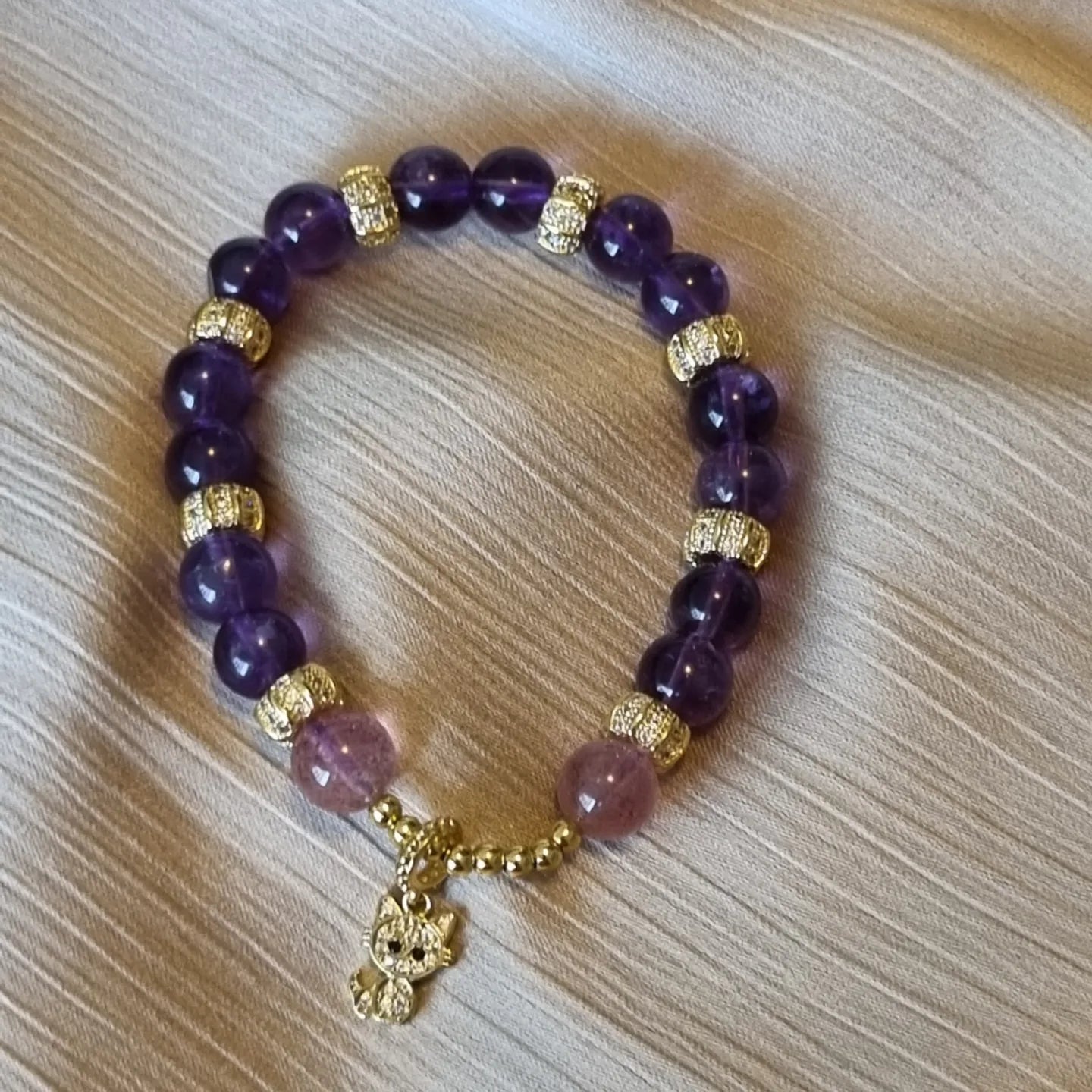 Amethyst & Strawberry Quartz Bracelet