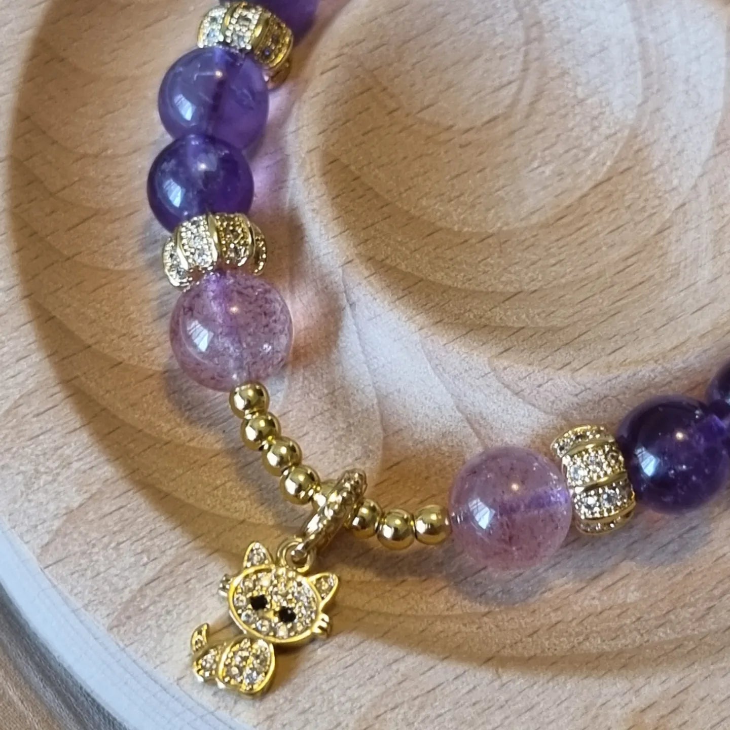 Amethyst & Strawberry Quartz Bracelet