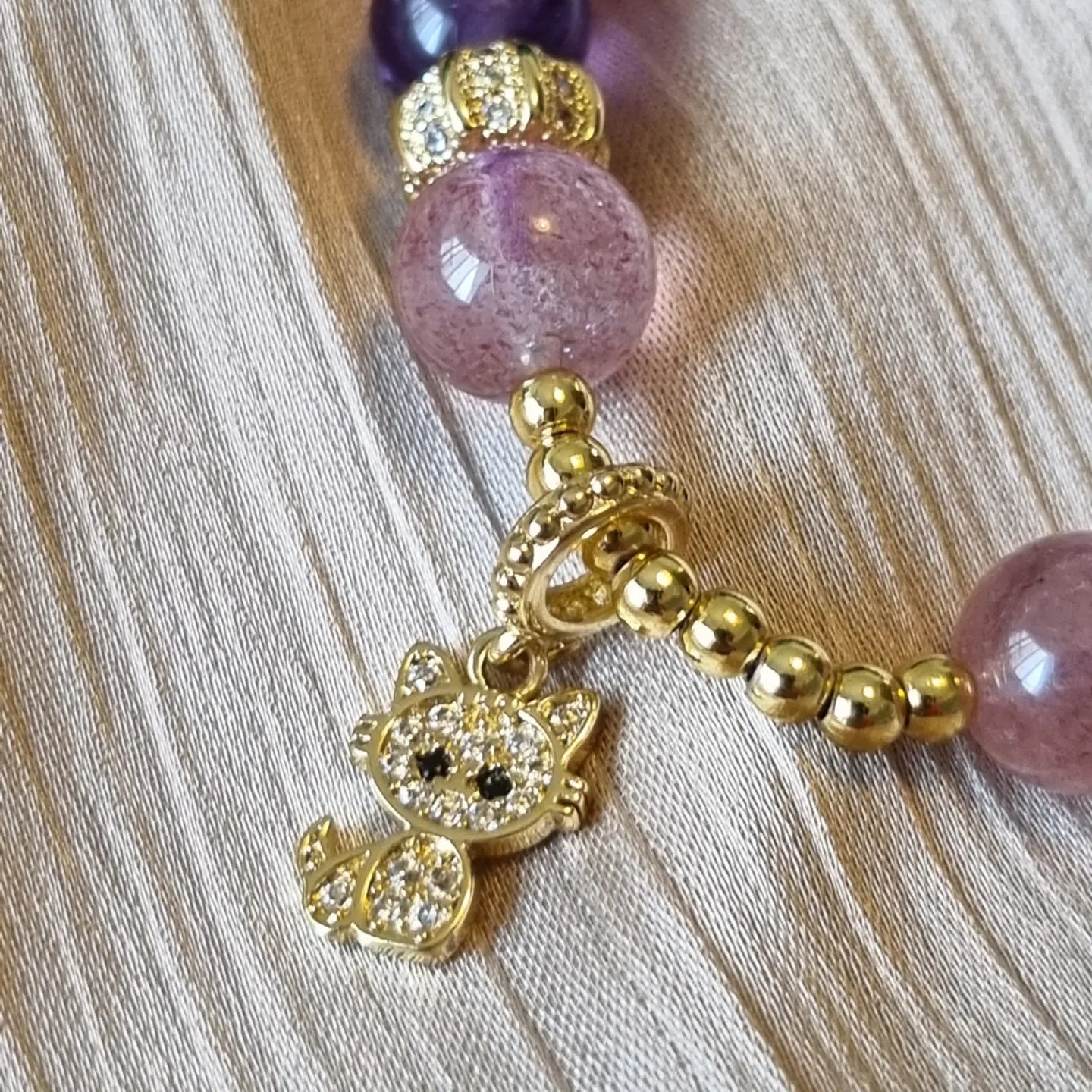 Amethyst & Strawberry Quartz Bracelet