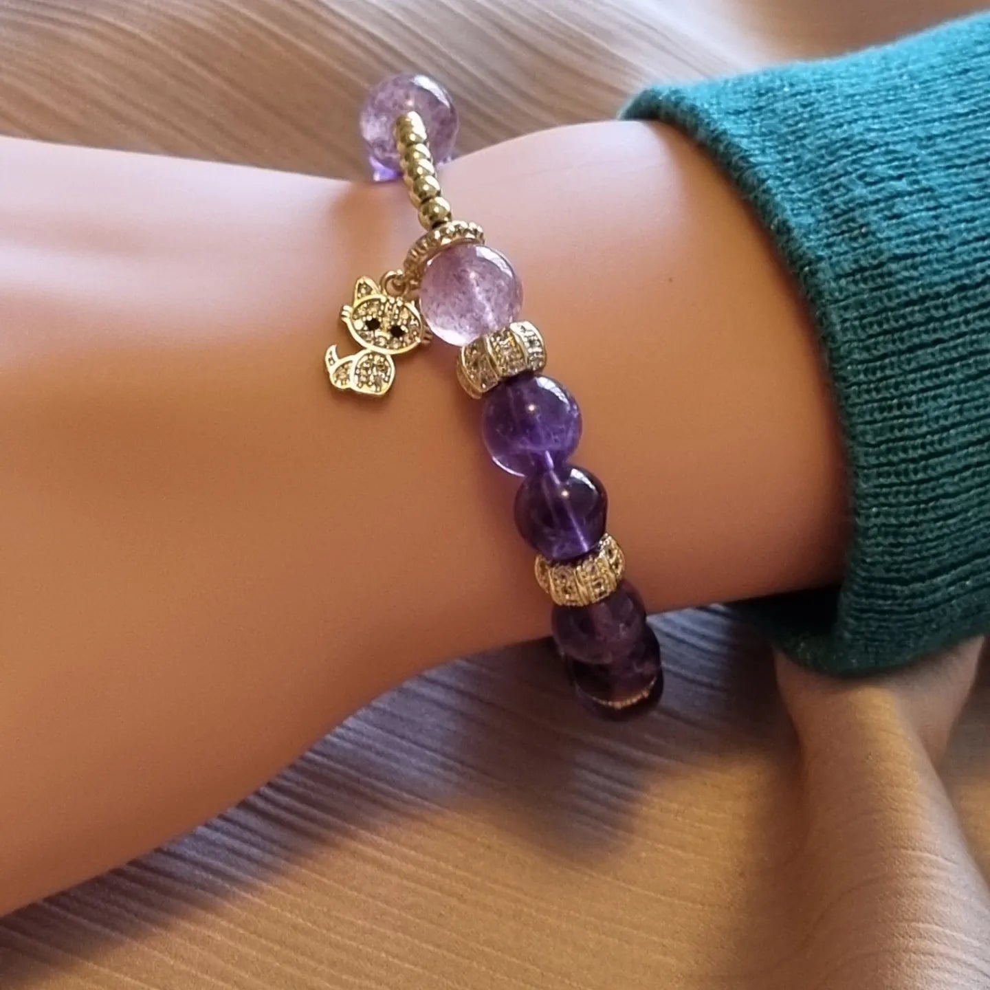 Amethyst & Strawberry Quartz Bracelet