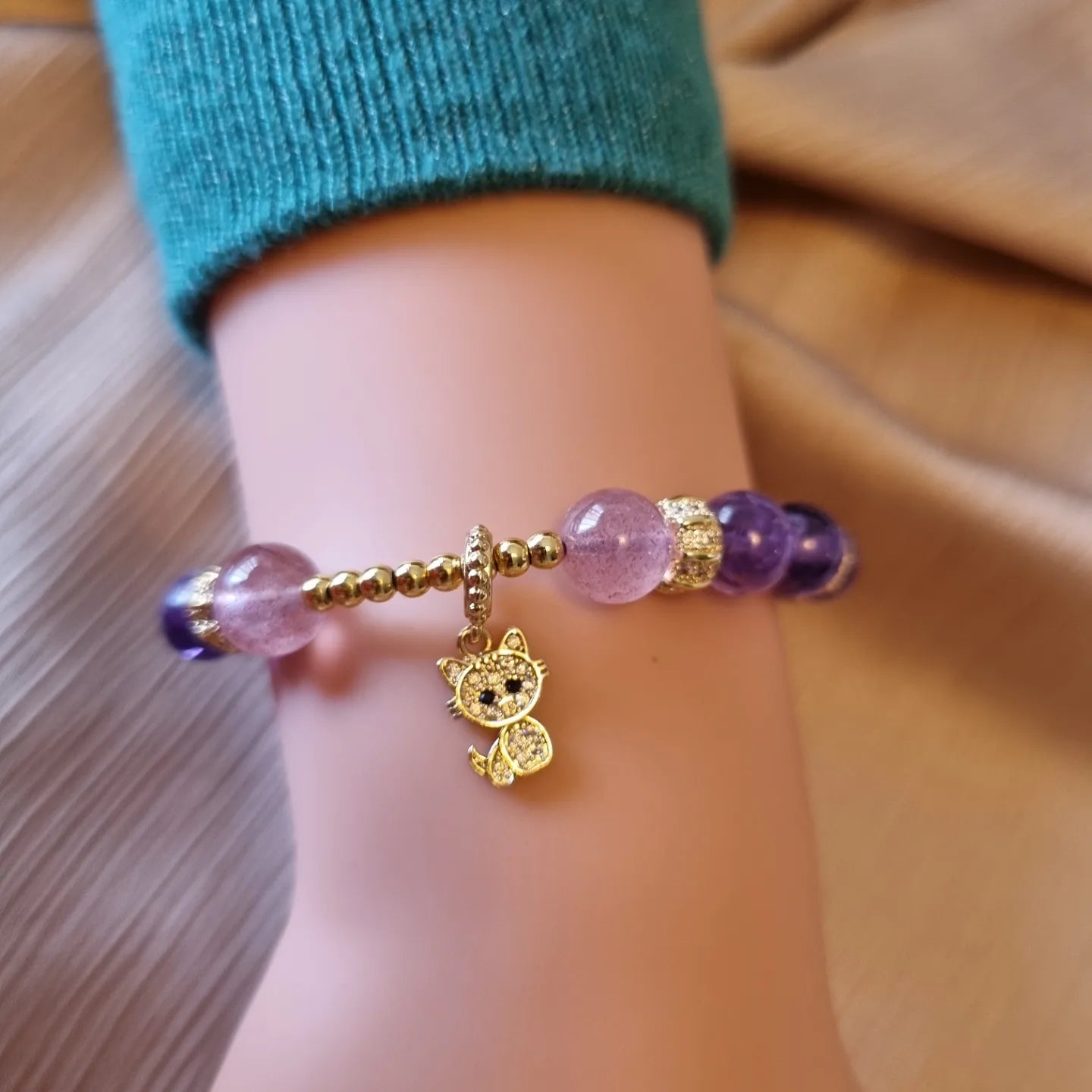 Amethyst & Strawberry Quartz Bracelet
