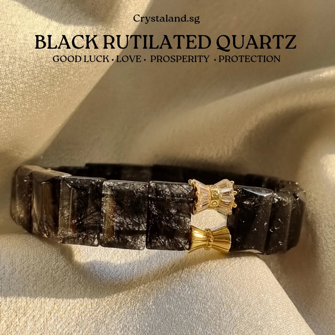 Black Rutilated Quartz Shou Pai Bracelet