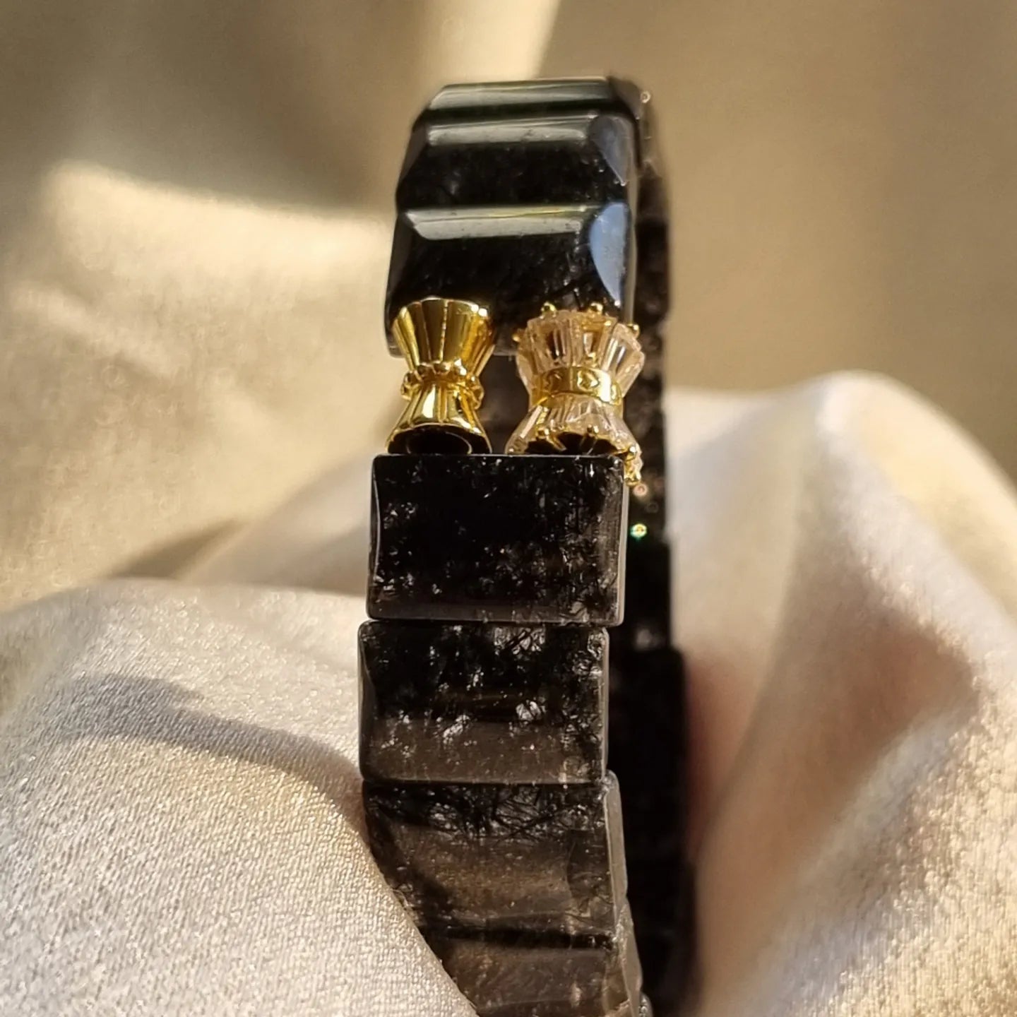 Black Rutilated Quartz Shou Pai Bracelet