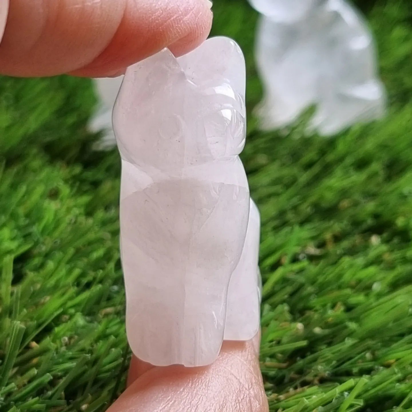 Clear Quartz Cat Figurine Display